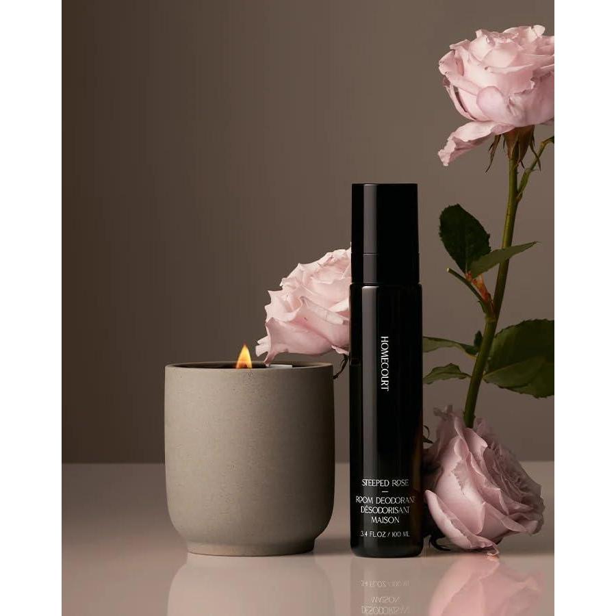 imageHomecourt Aircare Duo Room Deodorant ampamp Luxury Scented Candle Fine Fragrance Room Spray ampamp 60Hour Burn Soy Wax Candle Steeped Rose 2 Products