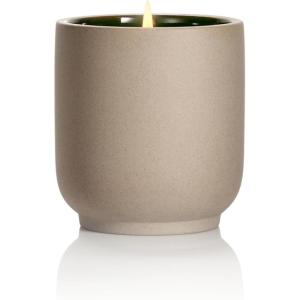Homecourt Luxury Scented Candle, 60-Hour Burn Time, Soy Wax Blend & Organic Cotton Wick, Kiln-Fired Reusable Ceramic Vessel, Cece, 8 oz(Mandarin Basile 2.0)